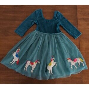 Mini Boden Girls Velvet Tulle Appliqué Dress  Unicon/Rainbow size 6/7 GUC
